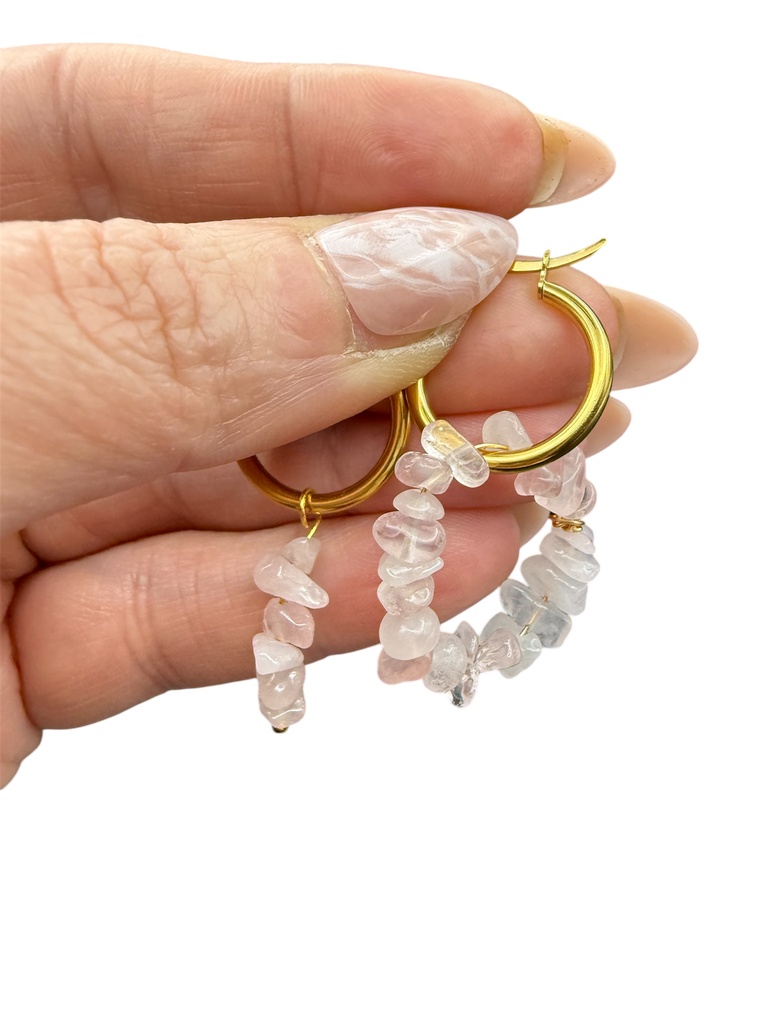 Rosenquarz Ohrringe Kreolen Variante