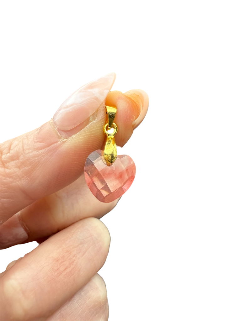 Kirschquarzstein Herzanhänger 