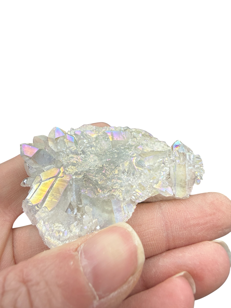 Bergkristall mit Platin Angle Aura Stufen 