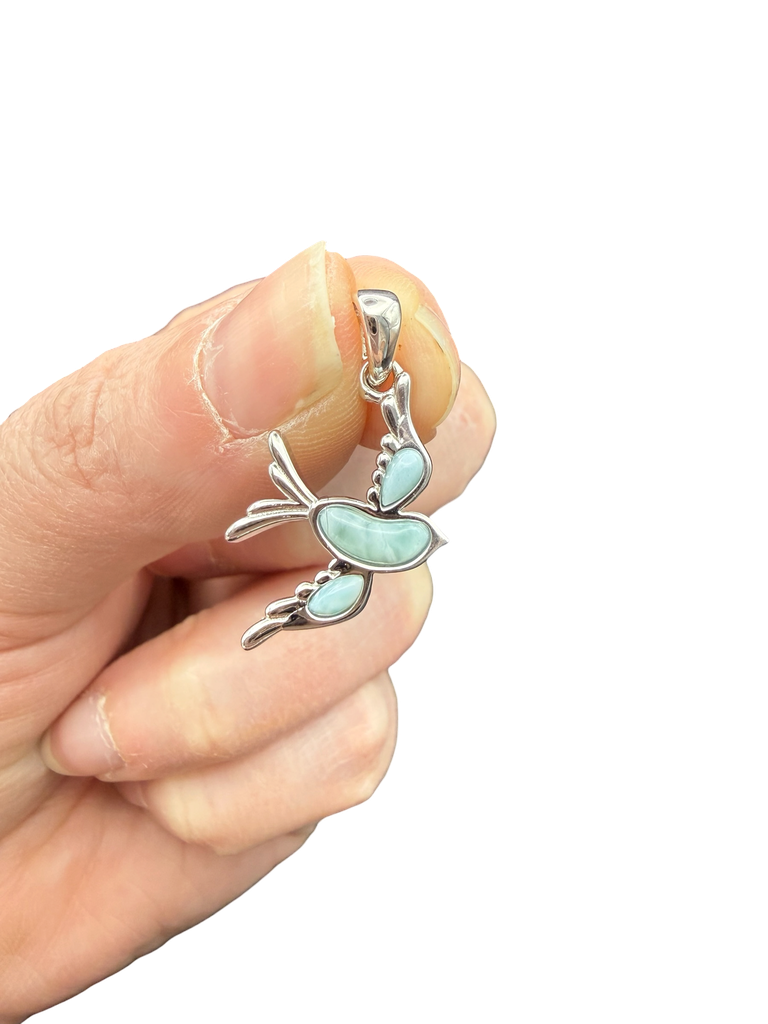 Larimar Anhänger 925 Silber Schwalbe