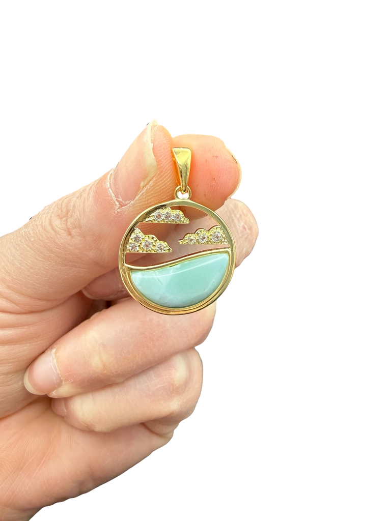 Larimar Anhänger 925 Silber vergoldet
