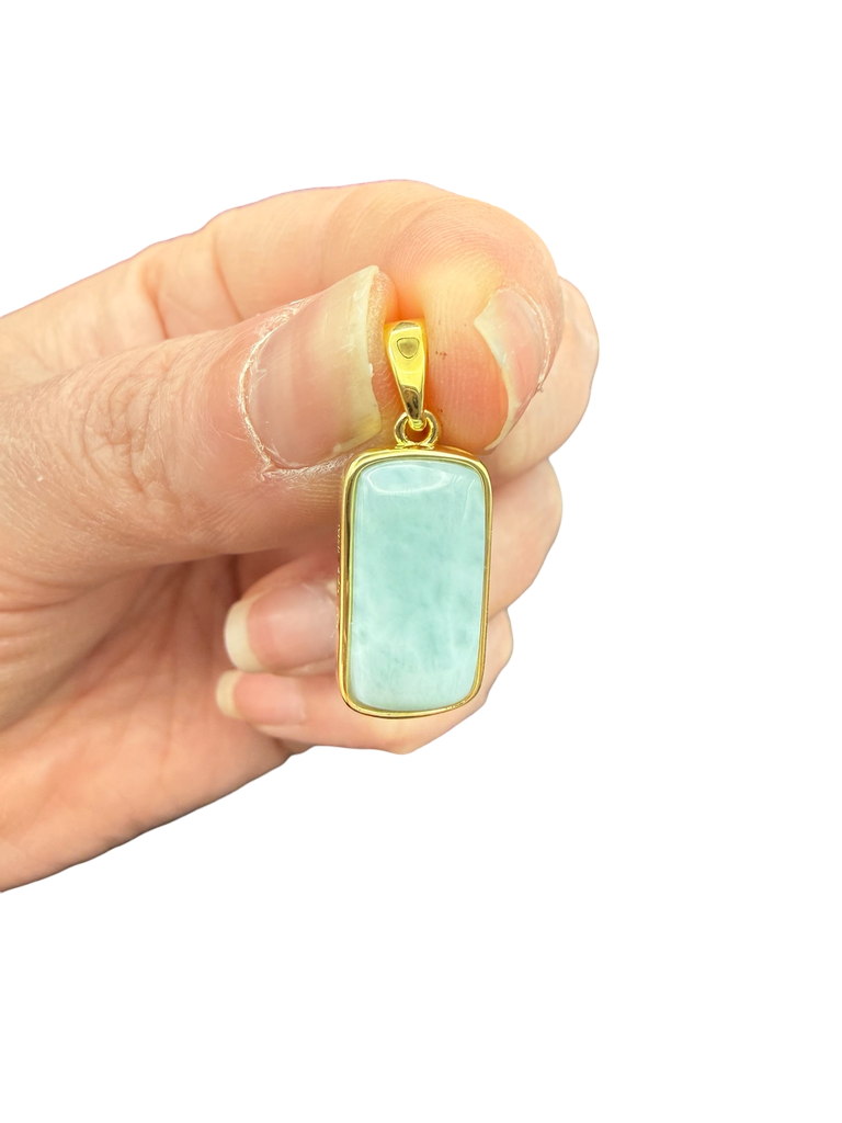 Larimar Anhänger 925 Silber vergoldet