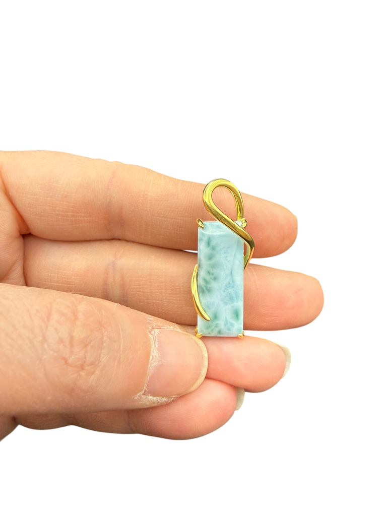 Larimar Anhänger 925 Silber vergoldet Cabochon
