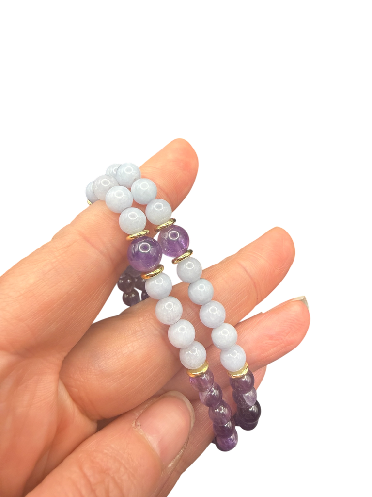Amethyst Aquamarin Kugelarmband