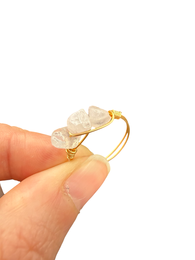 Rosenquartz Kupferdraht Ring