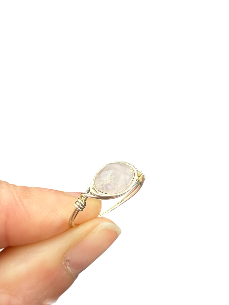 Rosenquartz Kupferdraht Ring