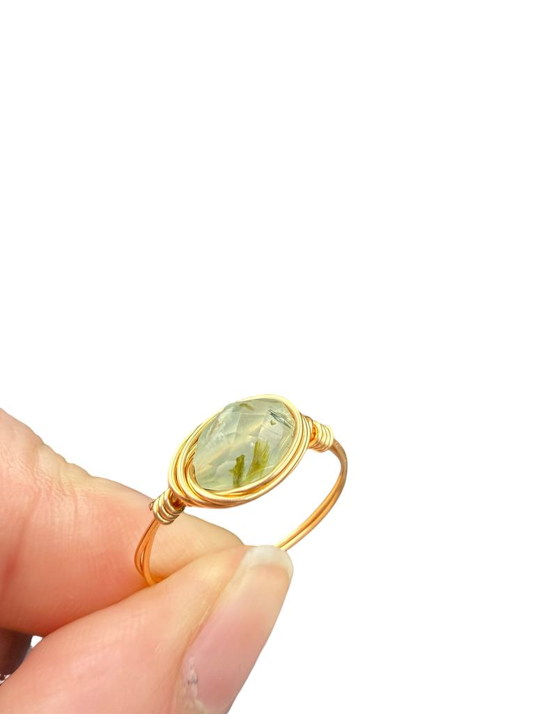 Prehnit Kupferdraht Ring