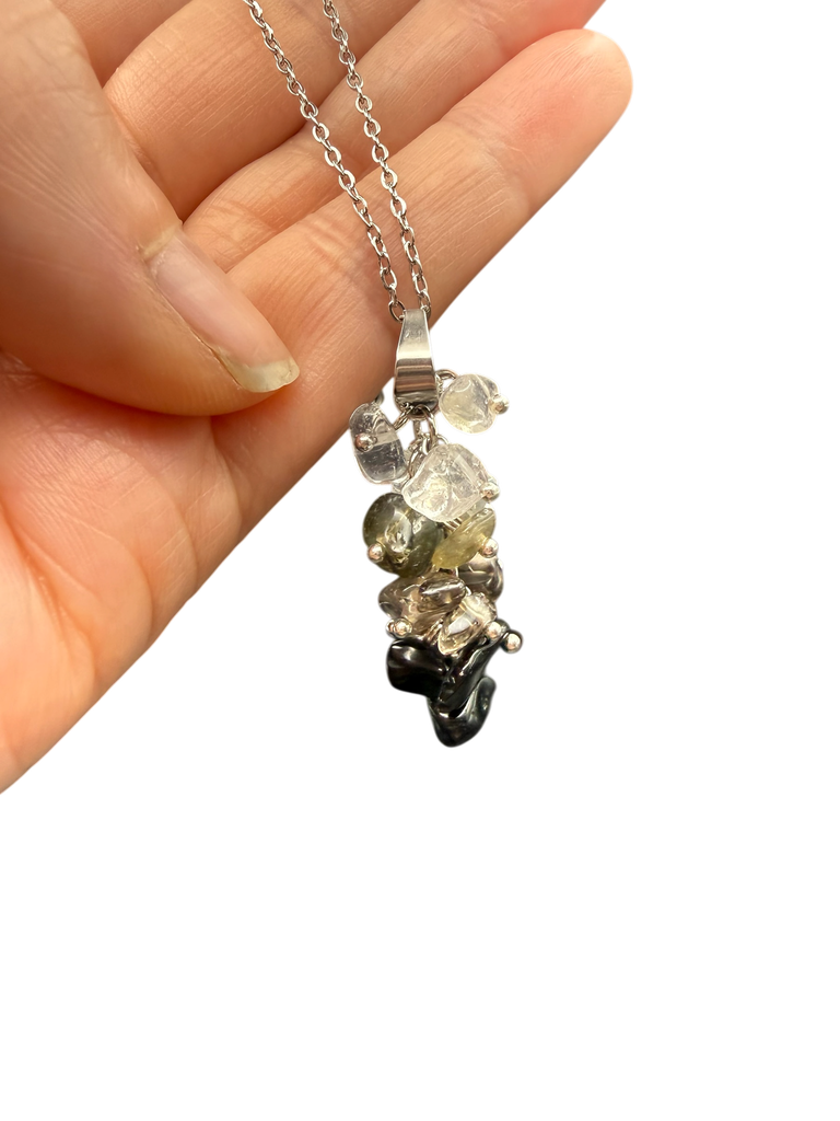 Turmalin Rauchquarz Bergkristall Splitterhalskette