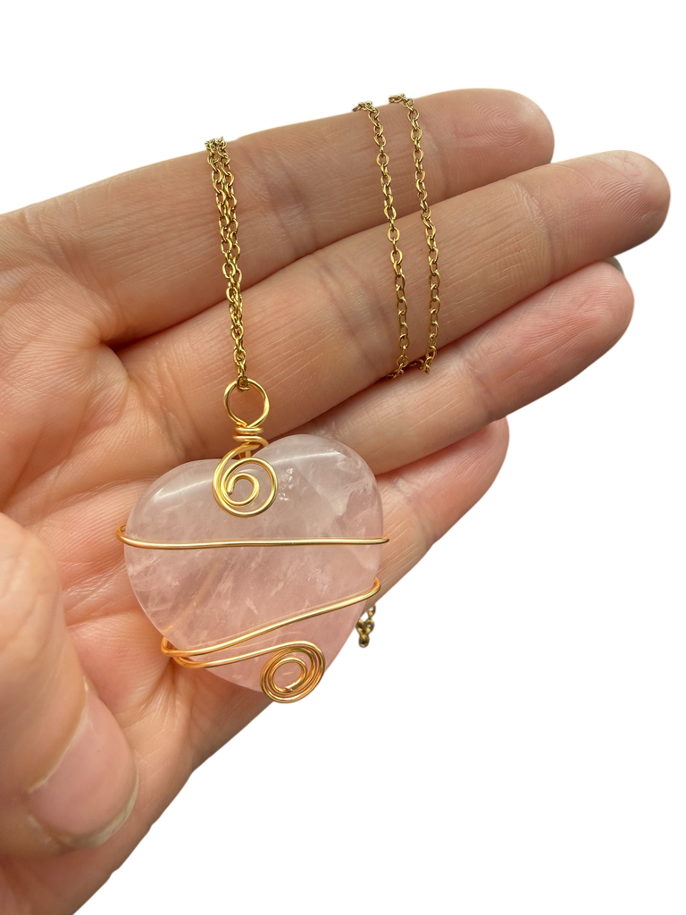 Rosenquarz Herz Halskette