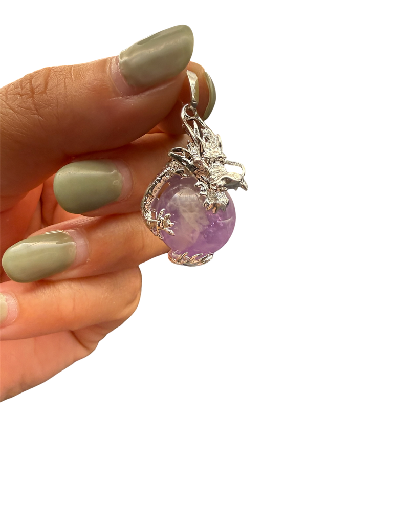 Amethyst Kugelanhänger Drache Chevron