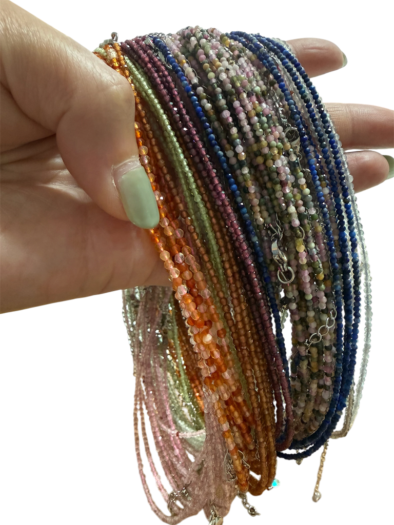 Facettierte Edelsteinkette verschiedene Variante (Turmalin Rainbow)