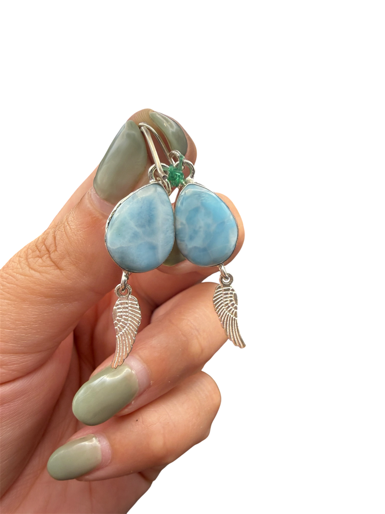 Larimar Ohrringe Flügel