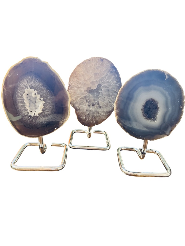 Achat Geode auf Metallständer silber