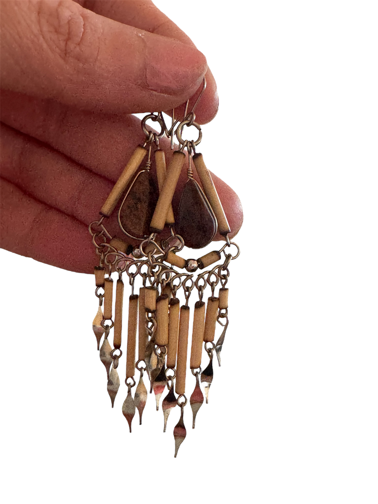 Obsidian Mahagoni Ohrringe Peru handgemacht Boho