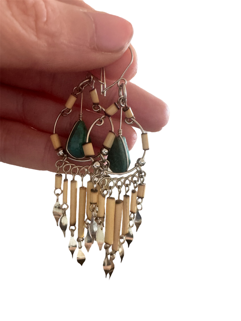 Chrysokoll Ohrringe Peru handgemacht Boho