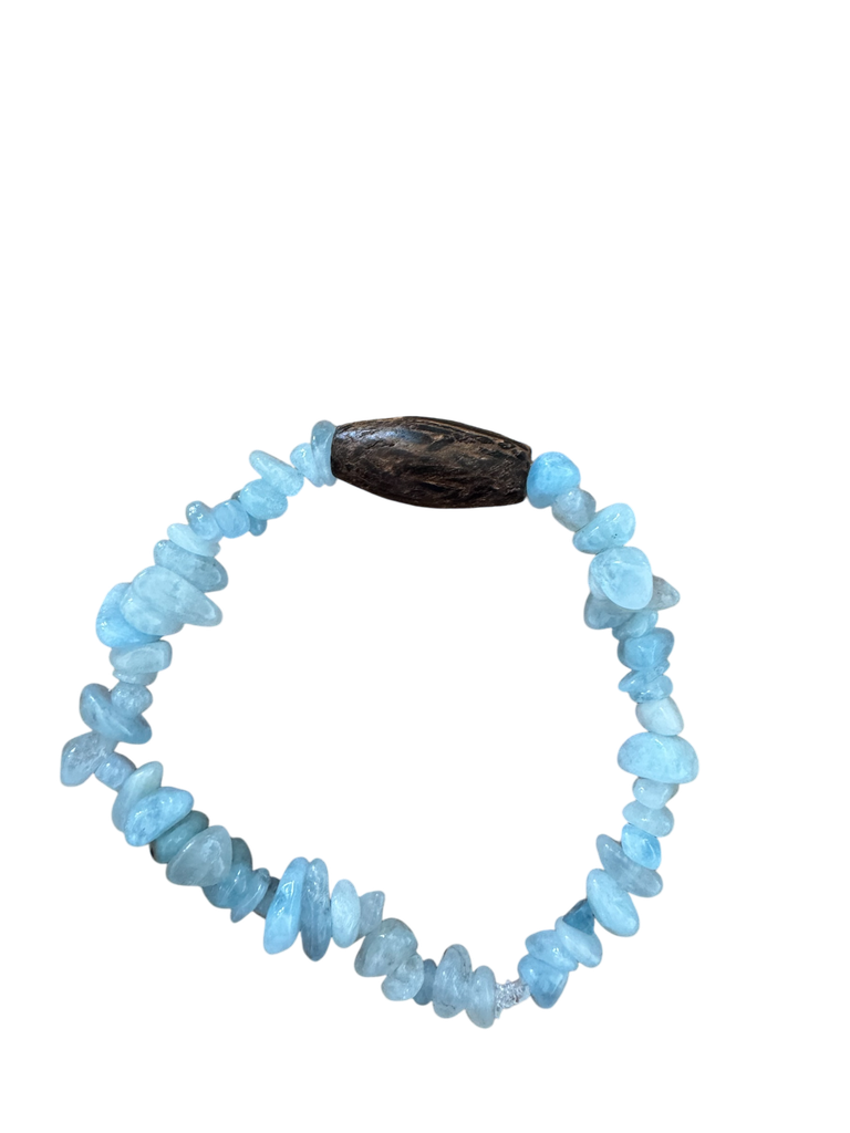 Aquamarin Armband mit Tonkabohne