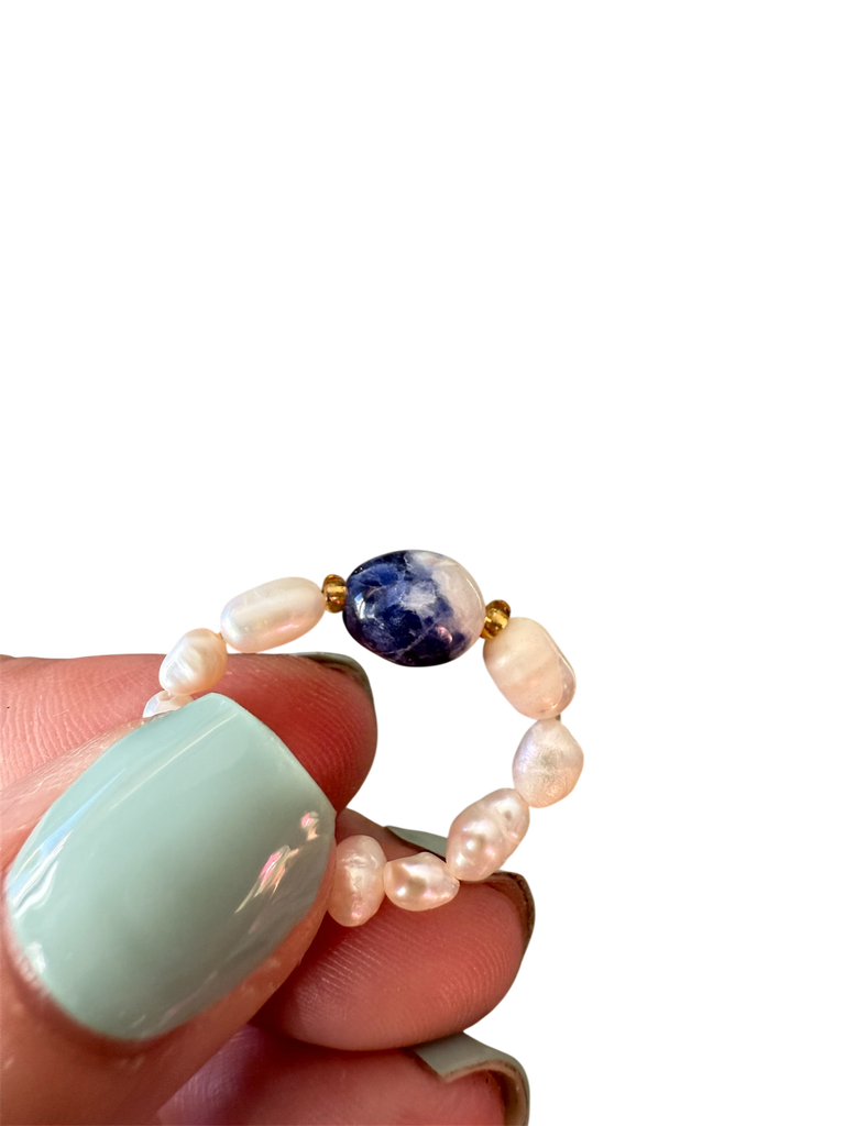 Lapislazuli Perlenedelsteinring