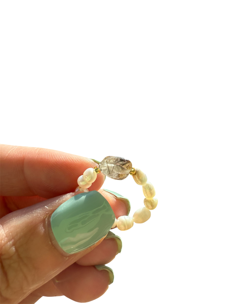 Rutilquarz Perlenedelsteinring