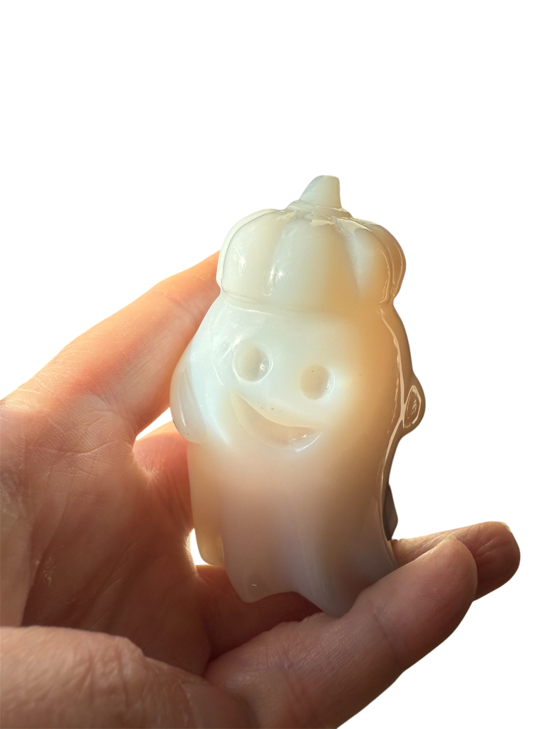 Chalcedon Geist mit Kürbis Kopf Unikat