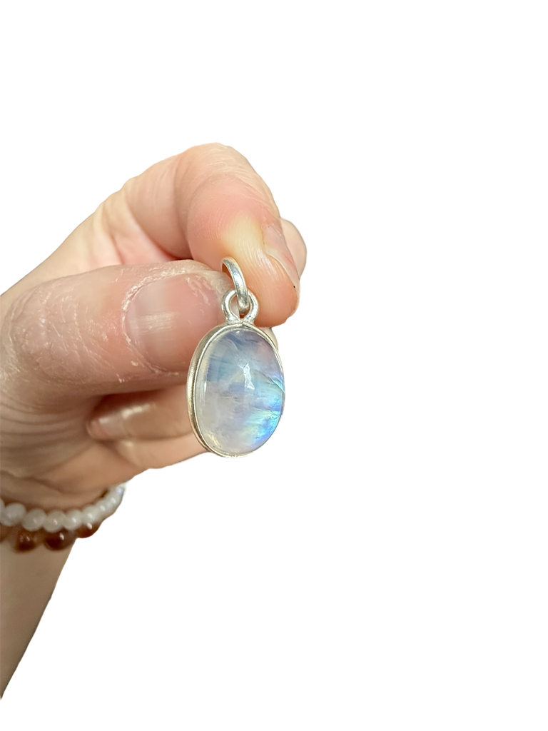 Mondstein Regenbogen Anhänger 925 Silber