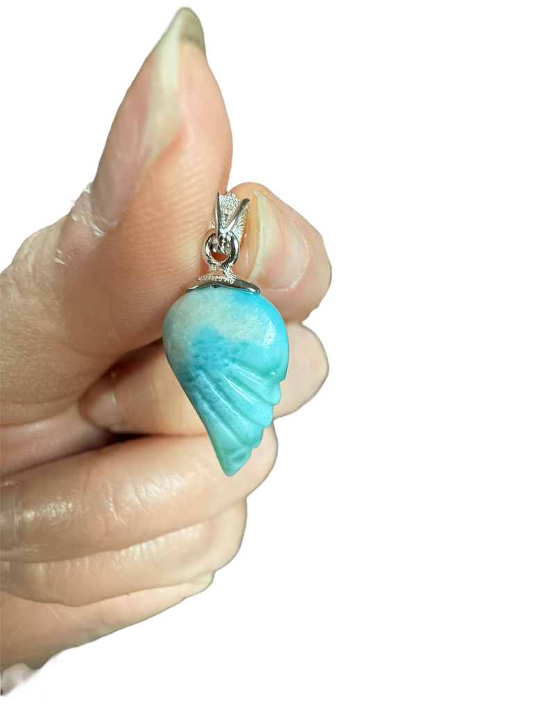 Larimar Anhänger 925 Silber Engelsflügel 