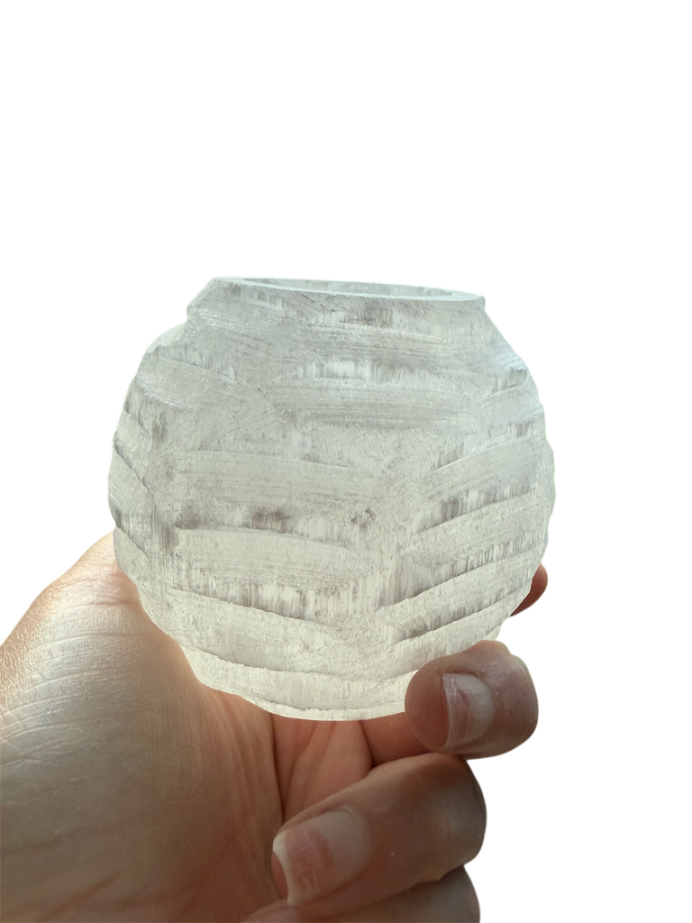 Selenit Schneeball Leuchte  (Einfarbig LED weiß)