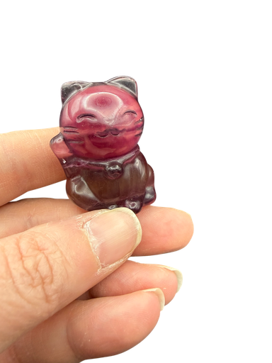 Fluorit Carving Winkekatze 