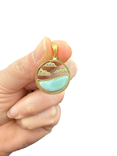 Larimar Anhänger 925 Silber vergoldet