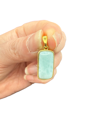 Larimar Anhänger 925 Silber vergoldet