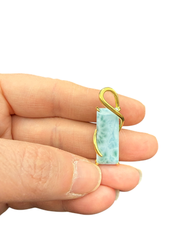 Larimar Anhänger 925 Silber vergoldet Cabochon