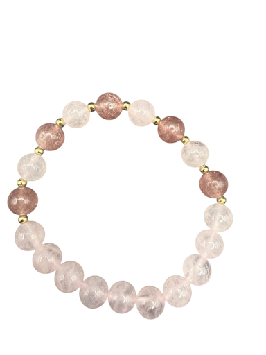 Erdbeerquarz Rosenquarz Kugelarmband