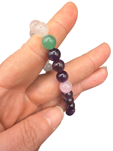Amethyst mit Aventurin und Rosenquarz Kugelarmband 