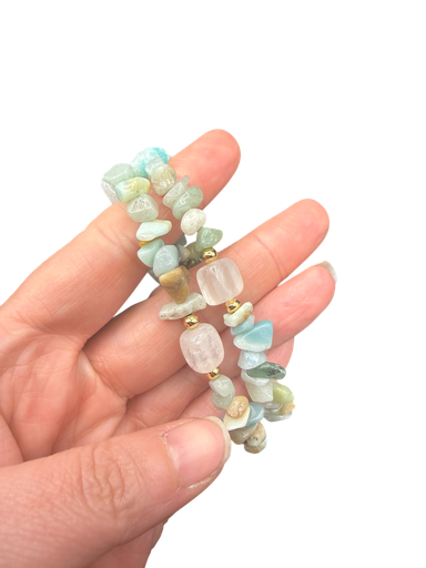 Amazonit Kristallquarz Splitterarmband