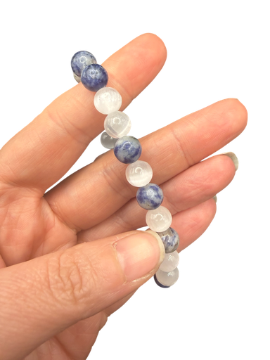 Selenit Sodalith Kugelarmband