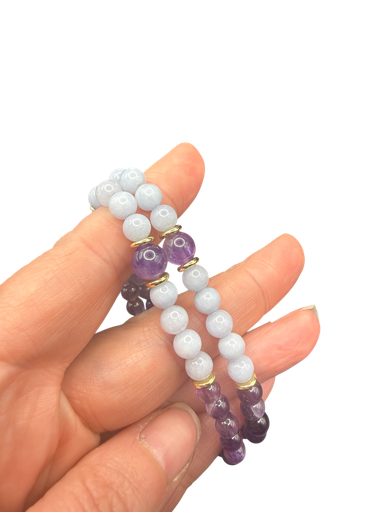 Amethyst Aquamarin Kugelarmband