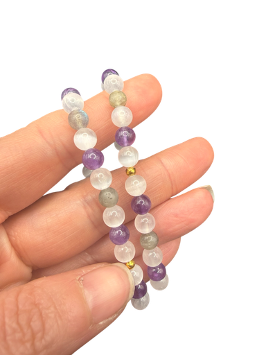 Selenit Amethyst Labradorit Kugelarmband