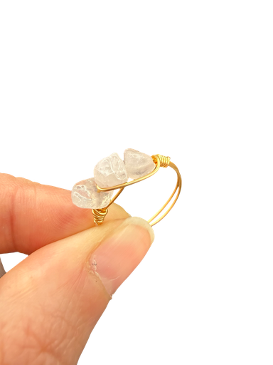 Rosenquartz Kupferdraht Ring