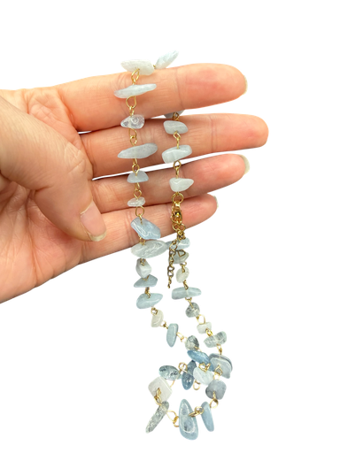 Aquamarin Halskette Chip Perlenkette