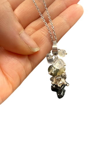 Turmalin Rauchquarz Bergkristall Splitterhalskette