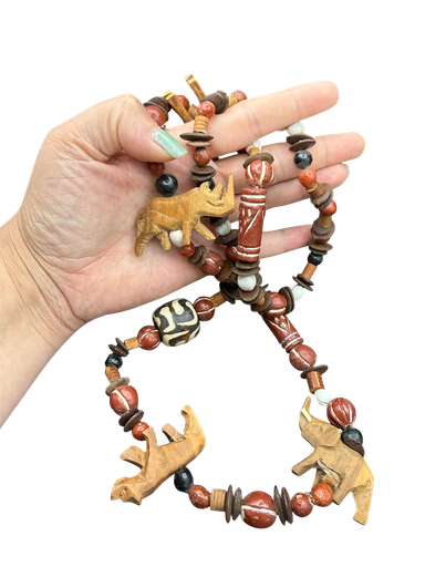 Holz- und Perlenkette Afrika BOHO Unikat