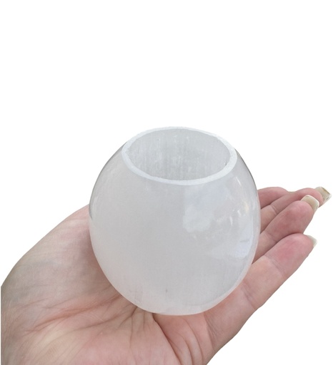 Selenit runder Teelichthalter