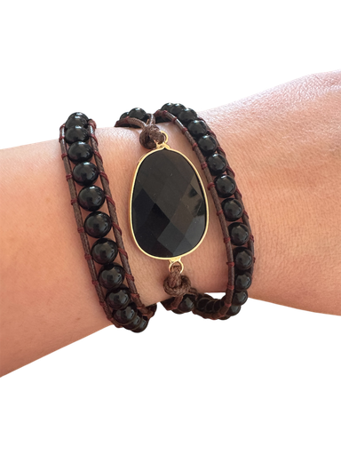 Schwarzer Onyx Wickelarmband