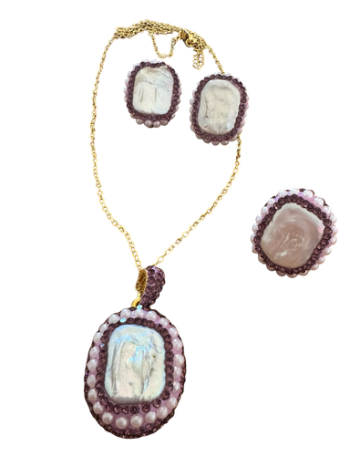 Barockperle und zarten rosa Zirkonen Schmuckset