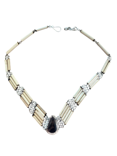 Obsidian Mahagoni Halskette handgemacht aus Peru