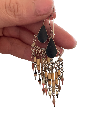 Obsidian Ohrringe Peru handgemacht Boho 