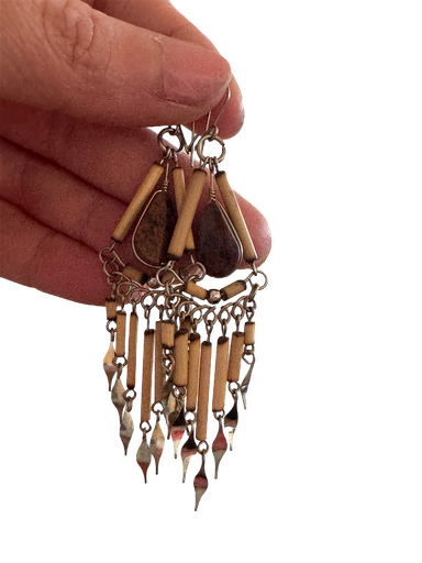 Obsidian Mahagoni Ohrringe Peru handgemacht Boho