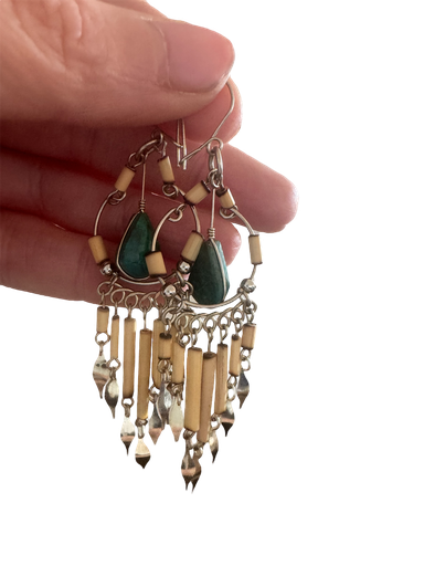 Chrysokoll Ohrringe Peru handgemacht Boho