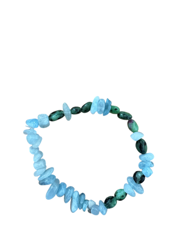 Aquamarin & Rubin Zoisit Splitterarmband 