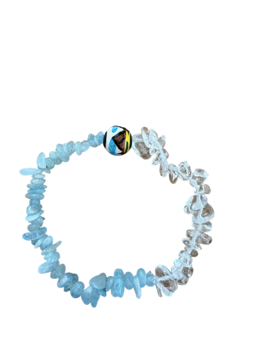 Aquamarin & Bergkristall Armband mit Inka-Perle 
