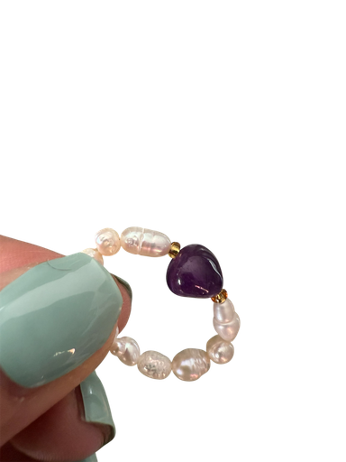 Amethyst Perlenedelsteinring